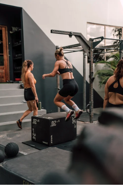 Box jumps during the training session