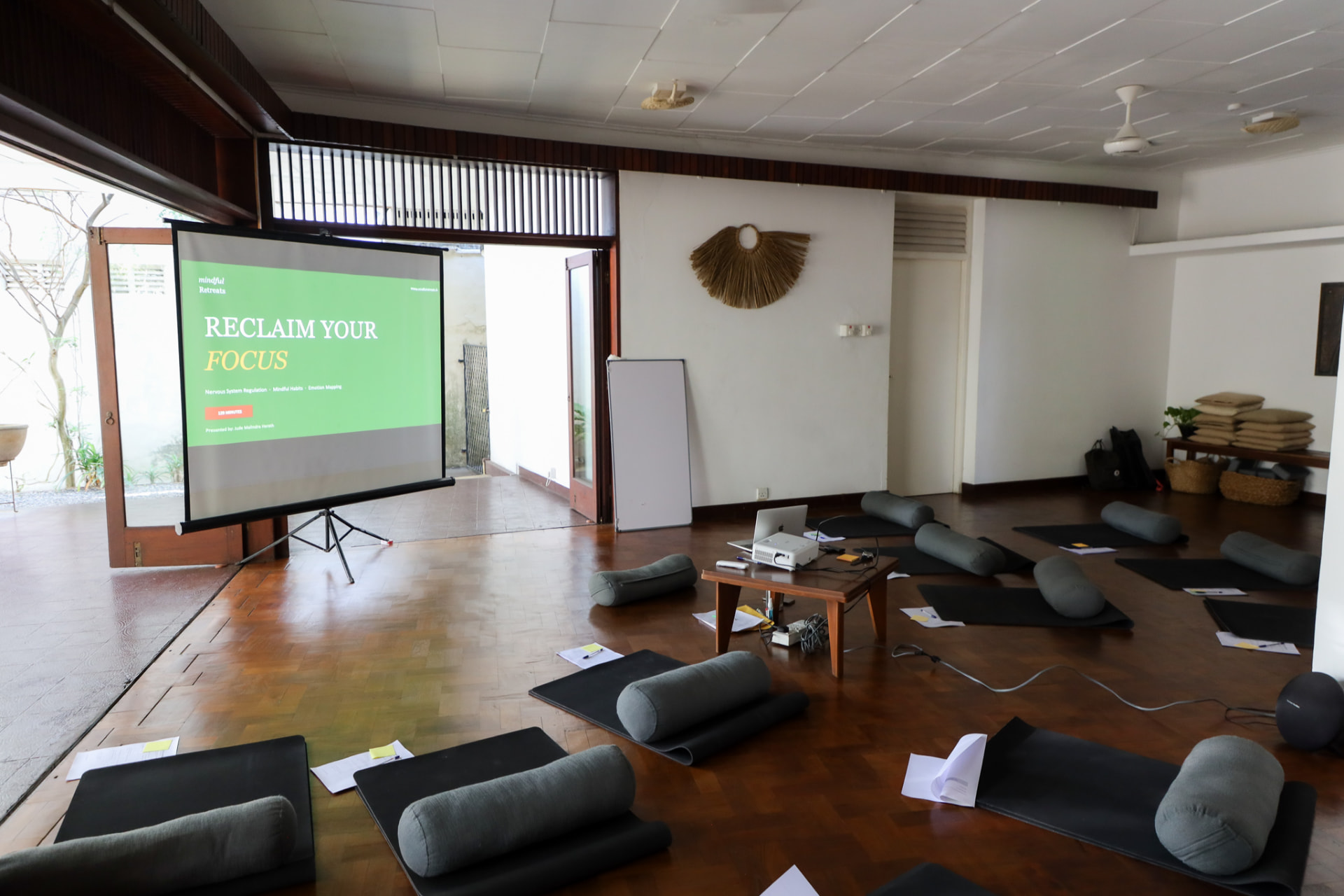 The room set up before a workshop begins